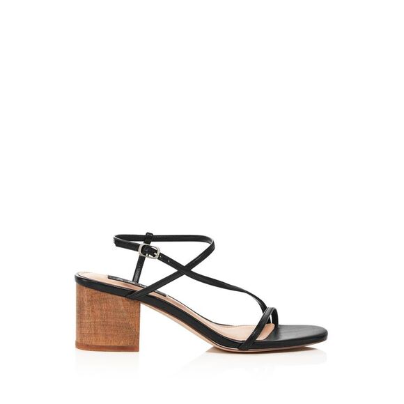 AQUA Womens Black Strappy Amy Open Toe Block Heel Buckle Slingback Sandal 5 M - Picture 3 of 3